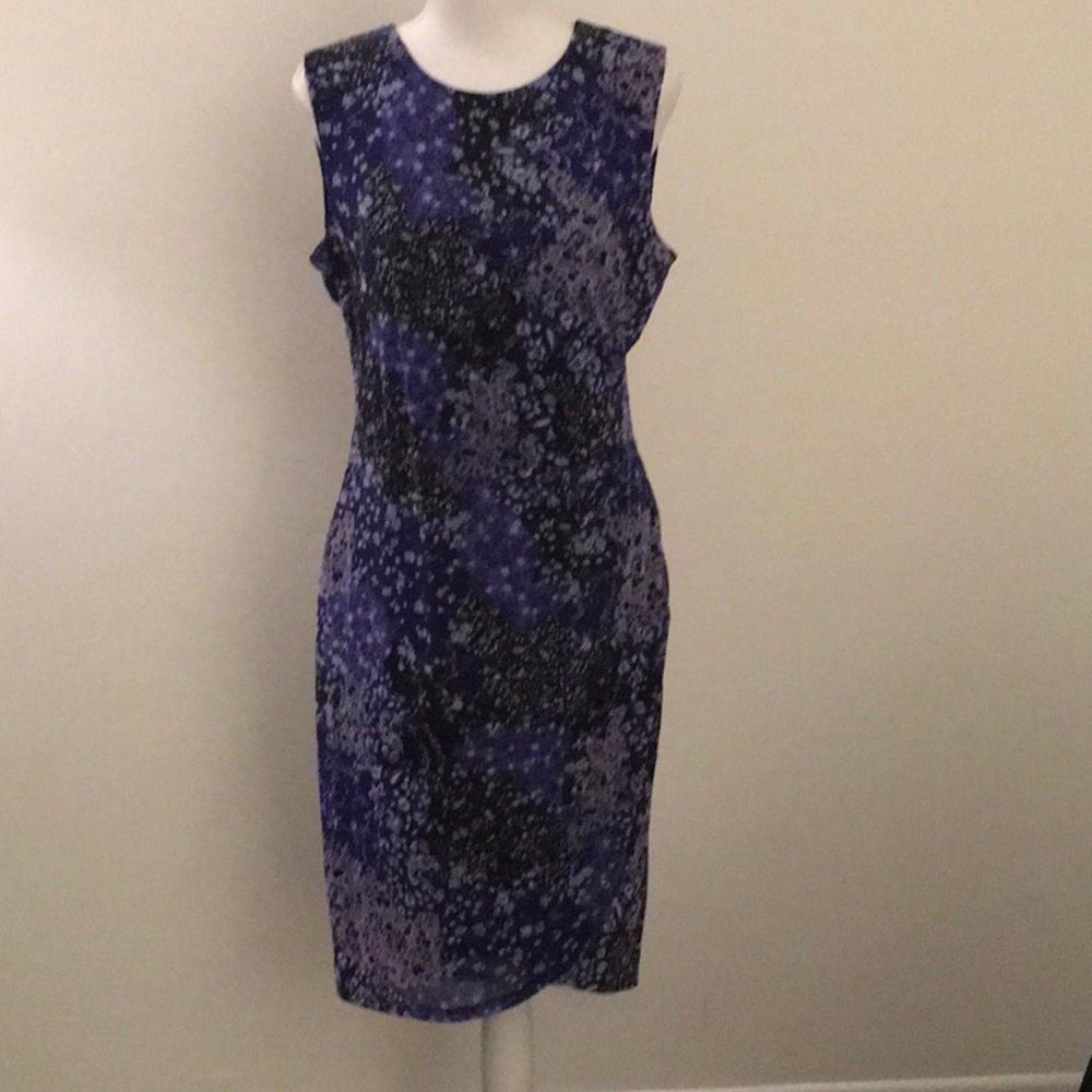 Tahari Purple and Black Speckled Midi Dress